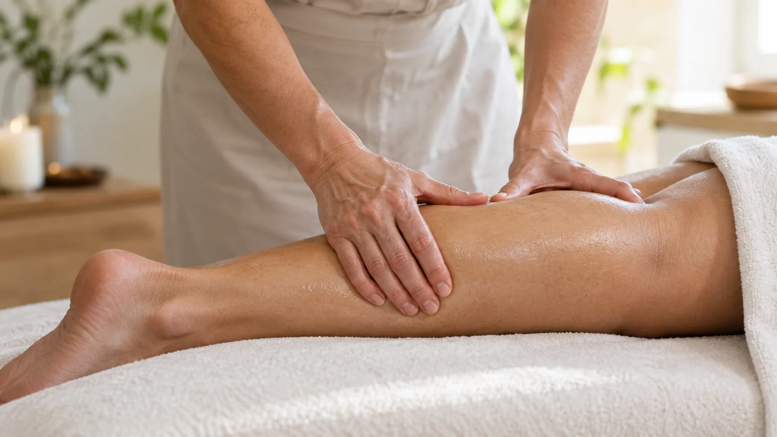 Illustration éditoriale pour Technique de massage manuel favorisant la détente musculaire et la circulation sanguine chez l’adulte